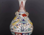 Chinese antique porcelain vase,Chinese Ming Dynasty Chinese art china Xuande marked enchase famille verte yuhuchun vase hand painted bottle