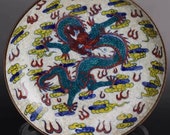 Chinese antique porcelain plate,Qing Dynasty Kangxi marked famille verte gold drawing porcelain plate blue ground dragon phoenix pattern