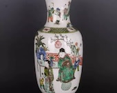 Chinese antique porcelain vase,Chinese Qing Dynasty Chinese art china Kangxi marked famille verte mallet vase wucai hand painted ceramic
