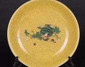 Chinese antique porcelain plate,Qing Dynasty Chinese art china Qianlong marked famille rose yellow glaze porcelain plate paint water melon