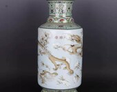 Chinese antique porcelain mallet vase,Chinese Qing Dynasty Dayazhai Yongqingchangchun marked colour enamel falangcai dragon porcelain vase