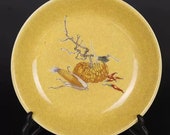 Chinese antique porcelain plate,Qing Dynasty Chinese art china Qianlong marked famille rose yellow glaze porcelain plate paint with corn