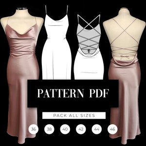 Silk Slip Dress Pattern | Cowl Neck Dress Pattern | Bias Cut Dress  PDF Pattern | Backless Midi Prom Dress Digital Pattern | VideoTutorial