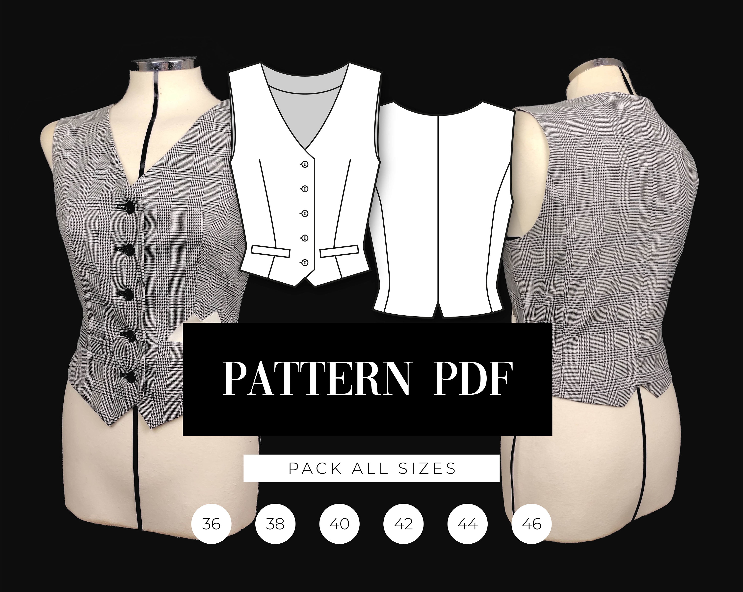 Waistcoat Pattern Women Waistcoat Pattern Tailored Buttoned Vest Pattern  Female Vest PDF Sewing Pattern Patrón Chaleco Mujer -  Canada