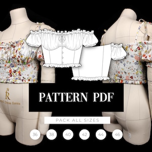 Milkmaid Top Pattern | Cottagecore Top Pattern | Summer Top Pdf Pattern | Puff Sleeve Off Shoulder Blouse Pattern | Sewing VideoTutorial