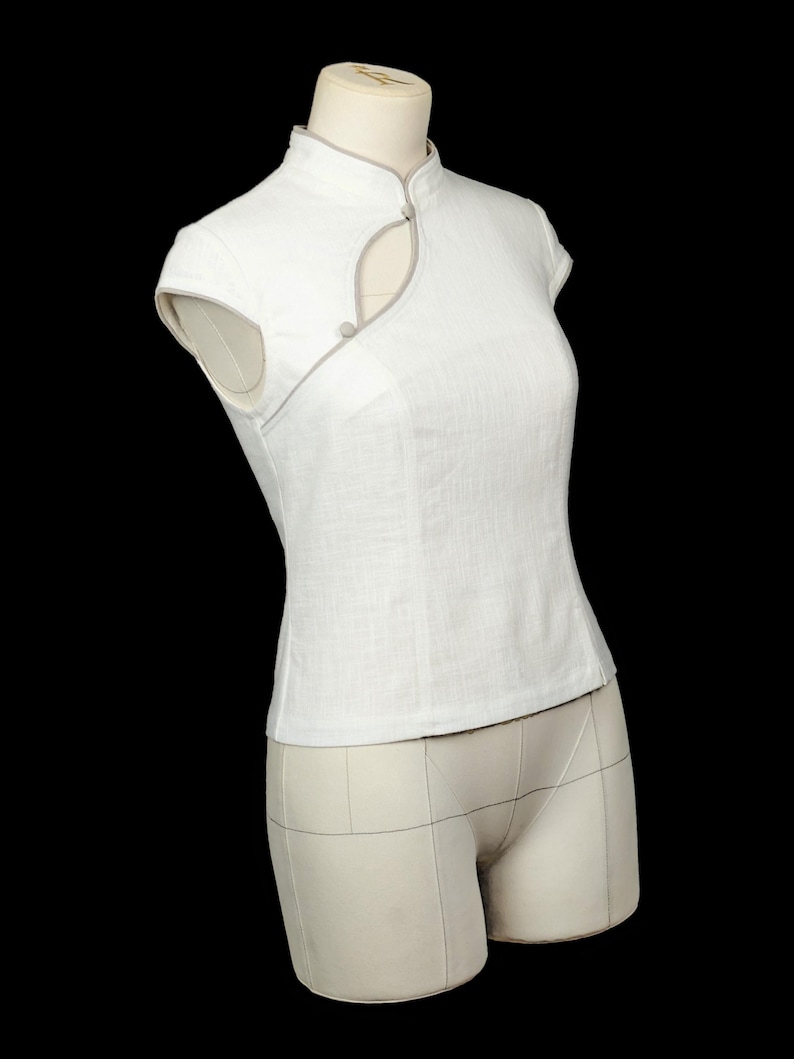New Chinese Style Sewing Pattern: Mandarin Collar Asymmetric Top, Modern Qipao (PDF Pattern) image 6