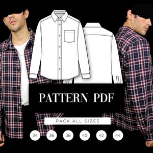 Overshirt Pattern | Overshirt Jacket PDF Pattern | Oversize Men Shirt Pattern | Patch Pocket Shirt Digital Sewing Pattern | VideoTutorial