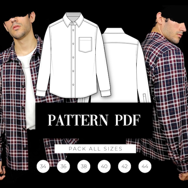 Overshirt Pattern | Overshirt Jacket PDF Pattern | Oversize Men Shirt Pattern | Patch Pocket Shirt Digital Sewing Pattern | VideoTutorial