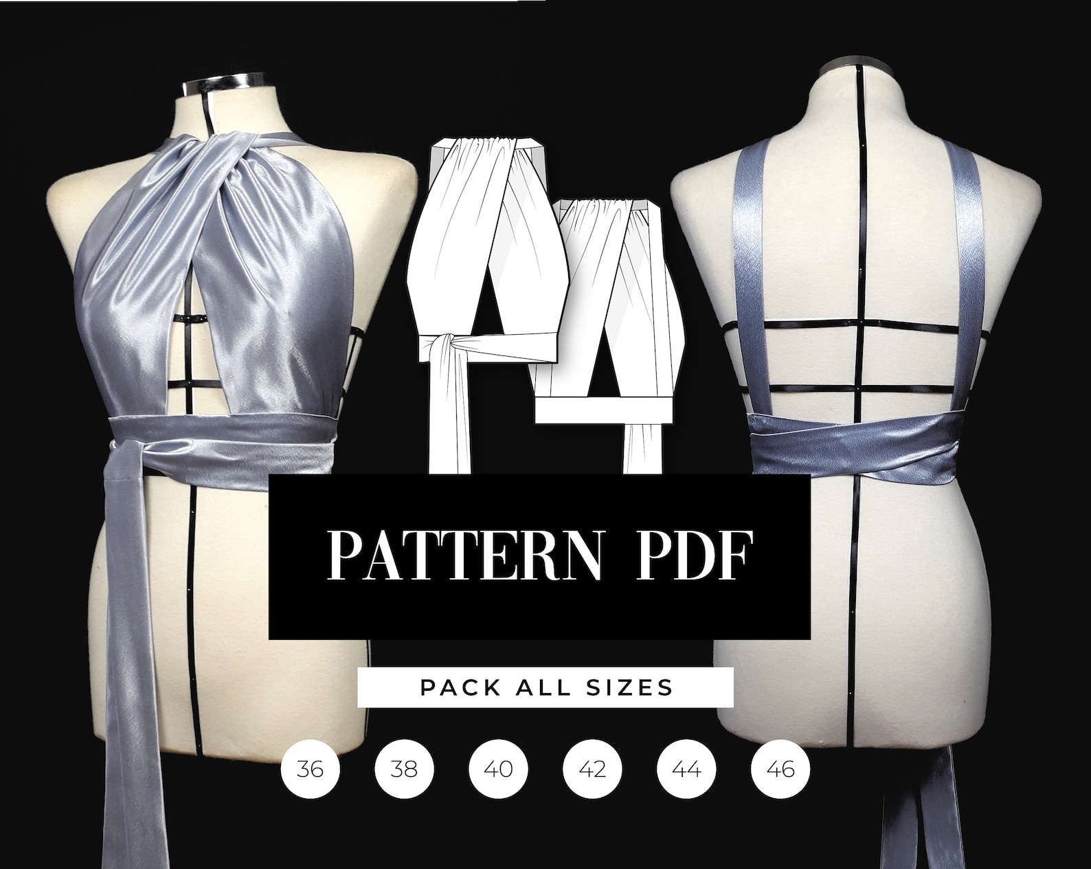 Draped Top Pattern Halter Top Pattern Pattern for - Etsy