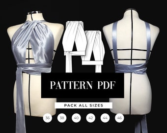 Draped Top Pattern | Halter Top Pattern | Pattern for Beginners | PDF Sewing Pattern | Pattern + Step by Step | Patrón Costura