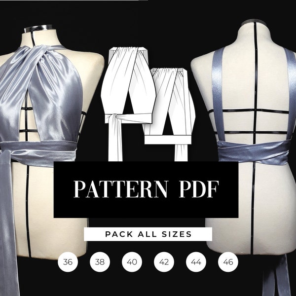 Draped Top Pattern | Halter Top Pattern | Pattern for Beginners | PDF Sewing Pattern | Pattern + Step by Step | Patrón Costura