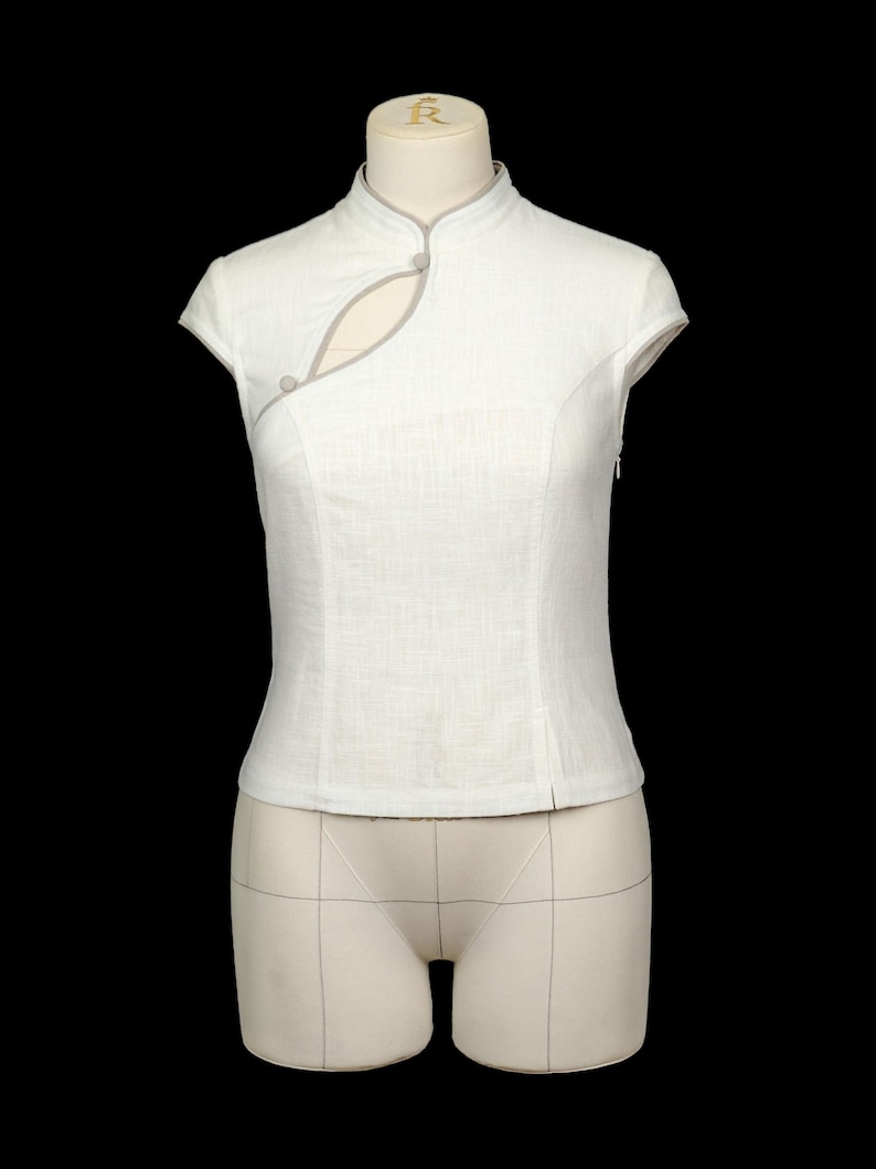 New Chinese Style Sewing Pattern: Mandarin Collar Asymmetric Top, Modern Qipao (PDF Pattern) image 9