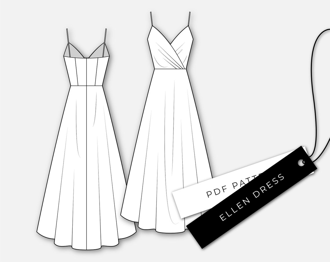 A-line Midi Dress Pattern Pleated Prom Dress PDF Pattern | Etsy