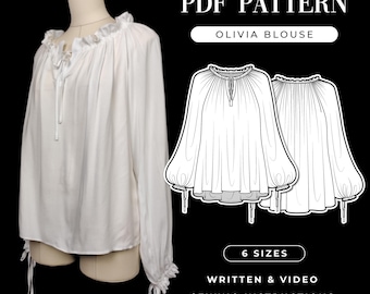 Olivia Blouse Sewing Pattern: Renaissance Pirate Shirt (PDF Pattern)