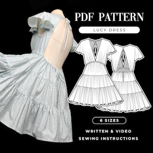 Mini Tiered Dress Pattern | Summer Backless Dress PDF Pattern ...
