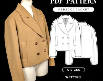 Patron de couture pour veste courte et manteau : double boutonnage à revers larges (Patron PDF)