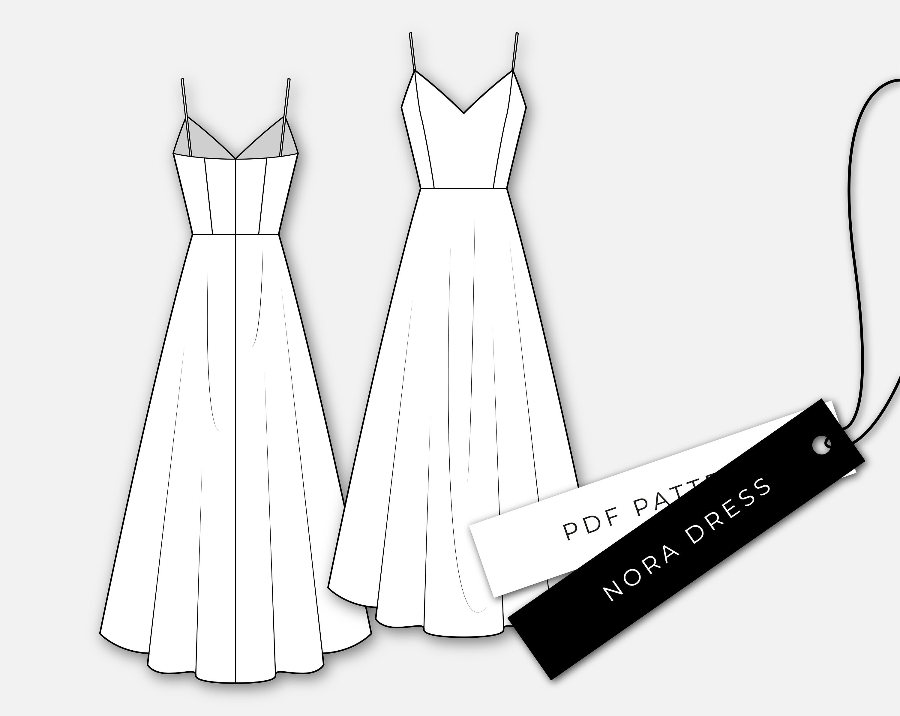 Strap Prom Dress Pattern Aline Midi Dress PDF Pattern Etsy