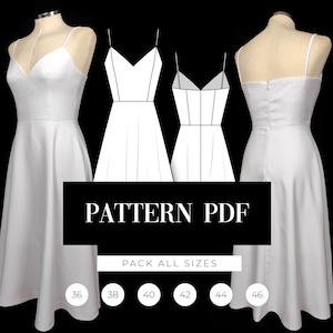 Strap Prom Dress Pattern | A-line Midi Dress PDF Pattern | Wedding Gown | Sleeveless Bridesmaid Dress Digital Pattern | Sewing VideoTutorial