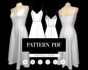 Strap Prom Dress Pattern | A-line Midi Dress PDF Pattern | Wedding Gown | Sleeveless Bridesmaid Dress Digital Pattern | Sewing VideoTutorial