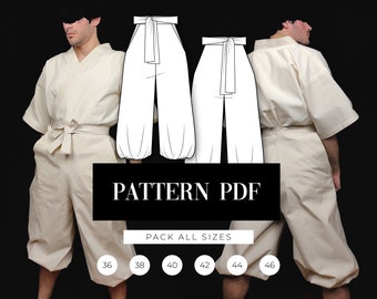 Hakama Inspired Pants Pattern | Cosplay Sewing Pattern | PDF Sewing Pattern | Pattern + Step by Step Video Tutorial | Patrón Costura