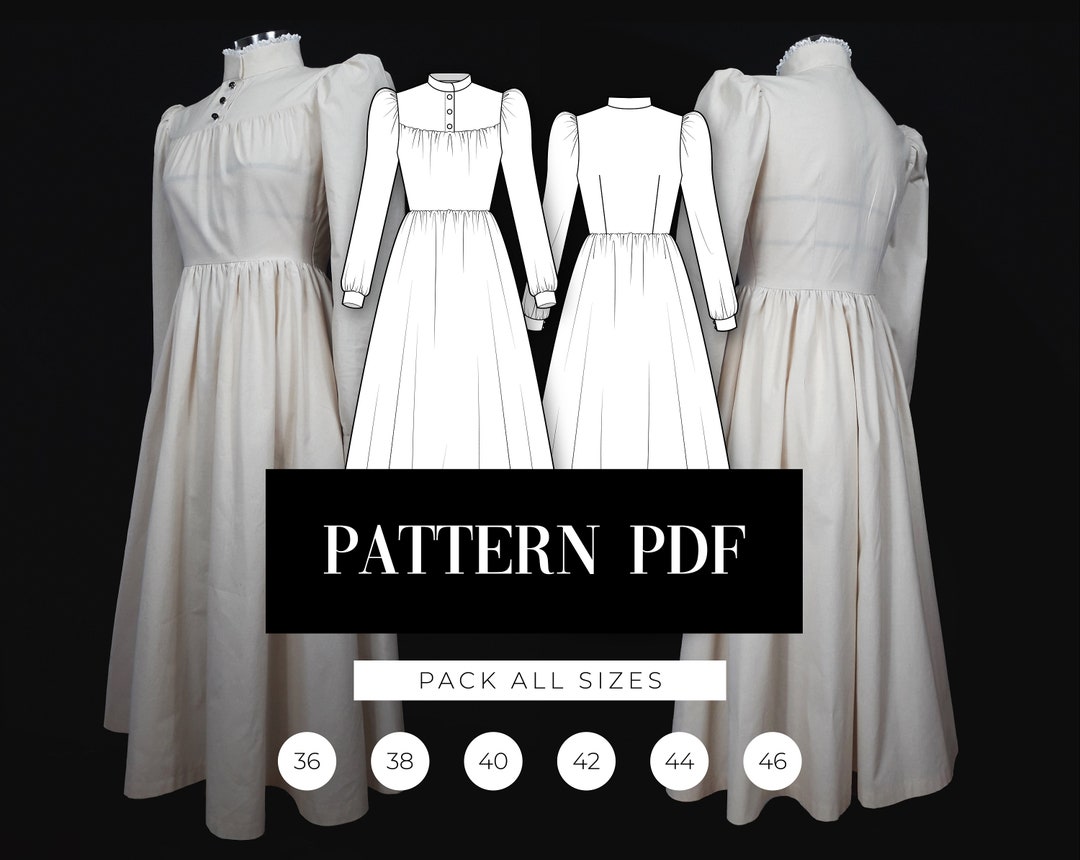 Victorian Inspired Daily Dress Edwardian Dress Pattern Victorian Dress  Pattern Epochal Dress Housemaid Cosplay PDF Sewing Pattern 