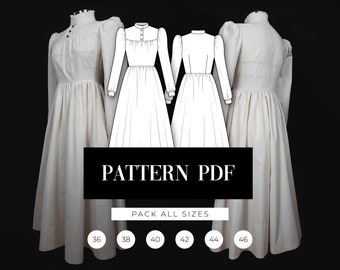 Victorian inspired daily dress | Edwardian dress pattern | Victorian dress pattern | Epochal dress | Housemaid cosplay | PDF Sewing Pattern