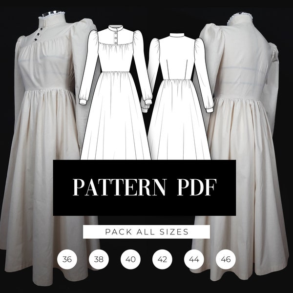 Victorian inspired daily dress | Edwardian dress pattern | Victorian dress pattern | Epochal dress | Housemaid cosplay | PDF Sewing Pattern