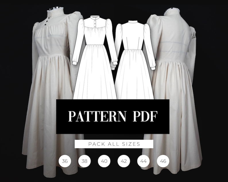 Steampunk Sewing Patterns- Dresses, Coats, Plus Sizes, Men’s Patterns     Victorian inspired daily dress | Edwardian dress pattern | Victorian dress pattern | Epochal dress | Housemaid cosplay | PDF Sewing Pattern $12.38 AT vintagedancer.com