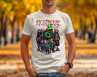 T-shirt bande de cauchemar, t-shirt graphique effrayant, t-shirt horreur Halloween, dessin animé effrayant, t-shirt effrayant unique,