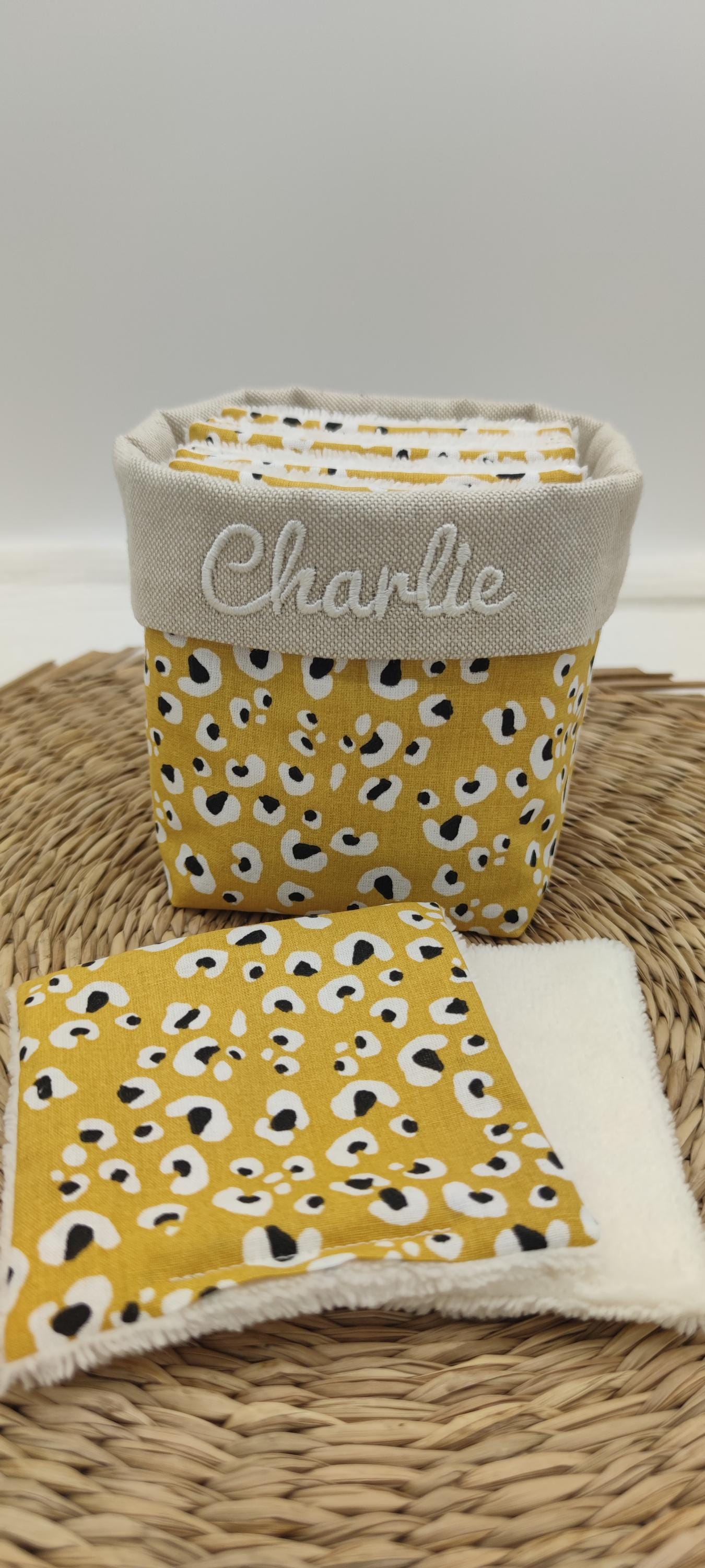 16 Lingettes Démaquillantes Lavables + Panier – Réutilisables – Couleur Jaune – Neuf
