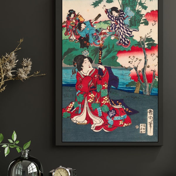 Japanese Geisha Printable Art Asian Art Fine Art The Tale of Genji - Toyohara Kunichika - Printable Fine Art Collections