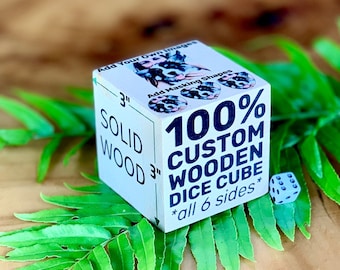 3" Custom Wooden Dice Cube / Personalized Photos, Images, and Text Block / Decision Making / 5yr Anniversary Gift / Office or Home Décor