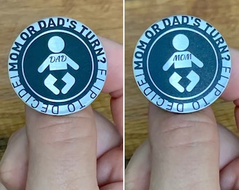 Parent Decision Metal Coin with Case/ Fun Stainless Steel Flip Coin for New Moms and Dads/ Best Baby Shower Gift/ Unique Newborn Gift