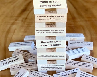 Customizable Team Building Block Tower / Business Icebreaker Game / Fun Meeting Conversation Starters / Work Get to Know You /Corporate Gift