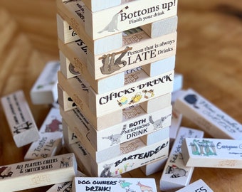 Drunk Party Animal Block Tower // Punny Adult Drinking Game
