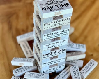 Fun Co-Ed Baby Shower Block Tower Game / Unique Baby Party Activity / Icebreaker / Conversation Starters