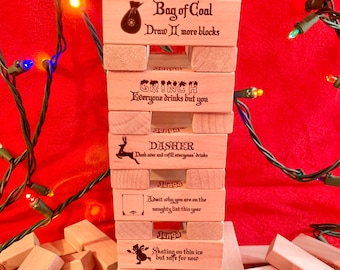 Christmas Drinking Game // Christmas Party Game // Special Edition Christmas Block Tower