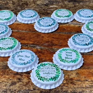 Custom Baby Shower Bottle Caps // Personalized Beer Tops // Unique Party Celebration // Custom Design & Text