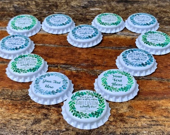 Custom Baby Shower Bottle Caps // Personalized Beer Tops // Unique Party Celebration // Custom Design & Text