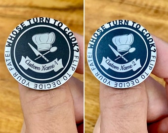 Moneda de decisión de metal personalizada con estuche / Moneda de acero inoxidable personalizable con nombres para parejas / Regalo único