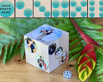 3" Custom Photo Wooden Dice / Personalized Image Die / Decision Making Game / 5yr Anniversary Gift / Office or Home Décor