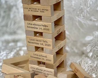Custom Wedding Block Tower // Libro de visitas personalizado Alternativo // Regalo y juego únicos