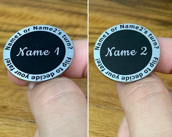 Moneda de decisión de metal personalizada con estuche // Moneda con nombre personalizado // Regalo único para parejas