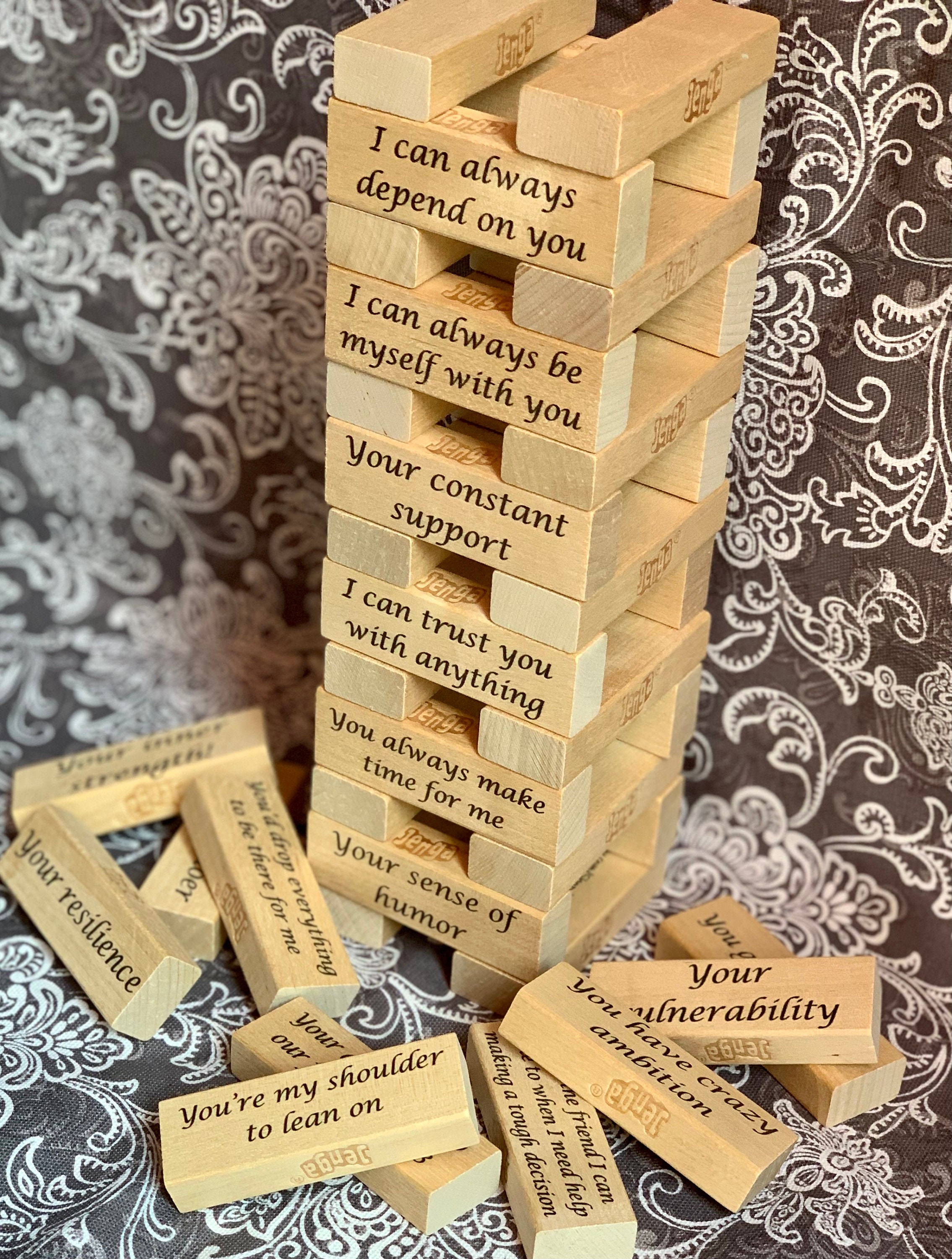Custom Valentine's Day Block Tower Game // 54 Memories // - Etsy