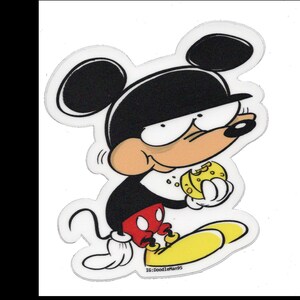 May include: A black and white cartoon illustration of Mickey Mouse wearing a black hat and eating a yellow cheese wedge. The image has the text "IG:dood1eman95" at the bottom.