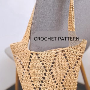 Crochet pattern raffia bag, pdf. English