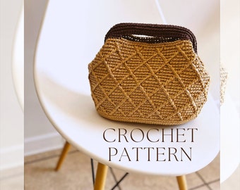 Crochet pattern raffia bag. Russian language