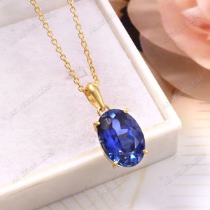 Ceylon Blue Sapphire Pendant Oval Sapphire Necklace Natural Gemstone Pendant September Birthstone Sterling Silver Sapphire Wedding Jewelry