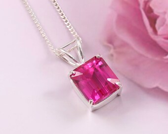 Natural Pink Sapphire Pendant Transparent Sapphire Gemstone Pendant, Sapphire Necklace Gift For Her Birthday Jewelry Gifts Valentine Gift