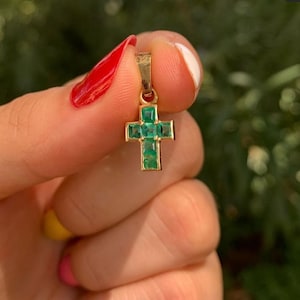 Natural Emerald Pendant Genuine Emerald Cross Pendant Emerald Jewelry 92.5 Sterling Silver Gift For Her Engagement Gifts Wedding Gifts